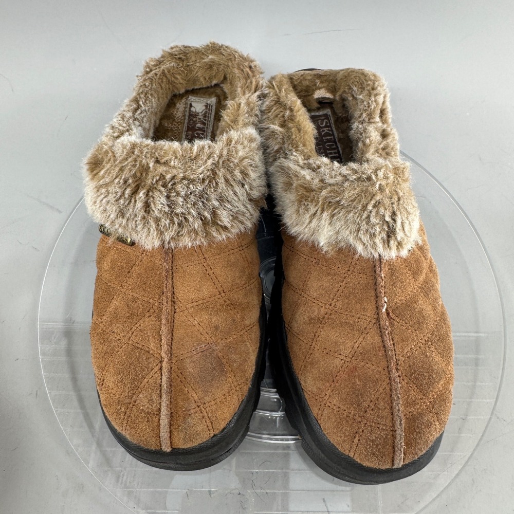 Skechers Womens Jammers Quilted Suede Faux Fur Platform Clogs Brown 7.5 46330 - Picture 4 of 13